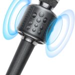 Wireless Bluetooth Karaoke Microphone, Built-in Loud Speaker for 10H Playback, Add Reverb/Duet Mode/Earbuds Monitoring, Portable Karaoke Machine for Entertainment & Singing Practice (Gray)