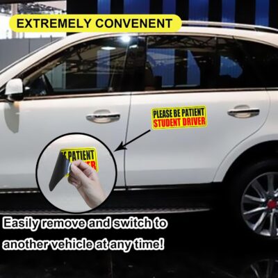 3pcs Student Drive Magnet for Car, Please Be Patient Student Driver, New Drivers Sticker, Reusable Magnetic Reflective Rookie Driver Bumper Sticker - Image 4