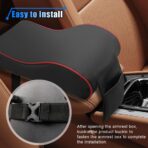 Car Armrest Cushion, Memory Foam Car Center Console Pillow Cushion with Phone Holder Storage Bag, Leather Arm Rest Pillow Cover, Universal Car Armrest Pad Accessories (Black/Red) - Image 6