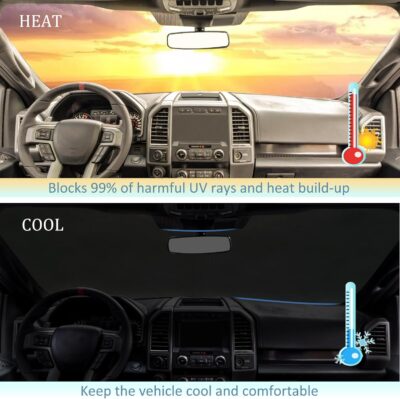 Windshield Sun Shade Compatible with 2015-2020 Ford F150 Accessories,Foldable Front Sun Visor,F-150 Sunshade,Fits Lariat,King Ranch,Platinum,XL,XLT,Limited and Raptor Model - Image 3