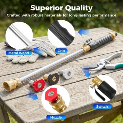 Jet Nozzle Power Washer, Includes 3 Pressure Nozzles and Quick Connectors, New Pressure Washer, Spray Nozzle for Garden Patio Outdoor Cleaning (Black + Grey) - Image 5