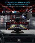 Portable Apple Carplay Screen, 10’’ Car Stereo Wireless Car Play & Android Auto Touch Screen, 4K Dash Cam, 1080P Backup Camera, Mirror Link/Voice Control/Music Play/GPS Navigation - Image 7