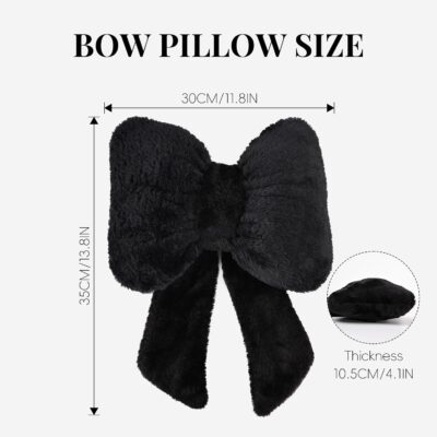 2 Pack Bow Car Headrest Pillows Plush Car Neck Pillows for Travel Driving Office Chair Head Support Cushions, Also Cute Car Decor Accessories (Black) - Image 3