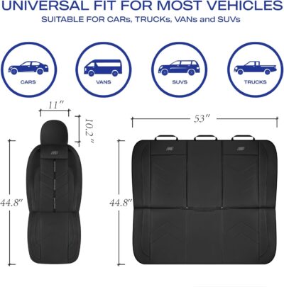 Skechers Car Seat Covers,Luxury Faux Leather Seat Covers,Waterproof Anti Slip Car Seat Protector Front Seats,Car Accessories Airbag Universal Fit for Most Cars,Vans,Trucks,SUV,Black - Image 5