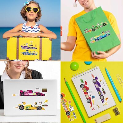 24 Sheets Car Stickers for Kids, Race Car Theme Waterproof Paper, DIY Race Car Stickers, Party Favors - Image 7