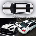 49"x 8.7" Car Hood Sticker Auto Racing Stripes Body Side Decal Hood Stripe Decal Vinyl Modified Decoration Accessories for Vehicles (A Black) - Image 4