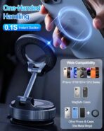 Upgraded Vacuum Magnetic Car Phone Holder for Your Car [120LBS Ultra Suction Cup & 3000gf Magnet] 780° Adjustable Foldable Cell Phone Mount for Magsafe Dashboard Car Bracket Stand for iPhone & Android - Image 6