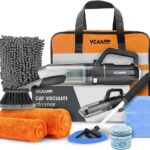 Car Cleaning kit, Car Interior Detailing kit with 10000pa Car Vacuum Cleaner, Wheel Brush, Windshield Cleaner Tool, Microfiber Towel, Wash Mitt, Interior and Exterior Car Wash kit with Bag