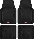 Rubbermaid Car Mat Full Set All-Weather Heavy-Duty 4 Pieces– Trim-to-Fit Universal Car Mats Full Set – Waterproof Rubber Floor Liners for Most Trucks, SUVs, Vans, and Sedans-Black
