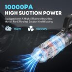 Car Cleaning kit, Car Interior Detailing kit with 10000pa Car Vacuum Cleaner, Detailing Brush Set, Wheel Brush, Windshield Cleaner Tool, Complete Auto Accessories for Men, Women - Image 3