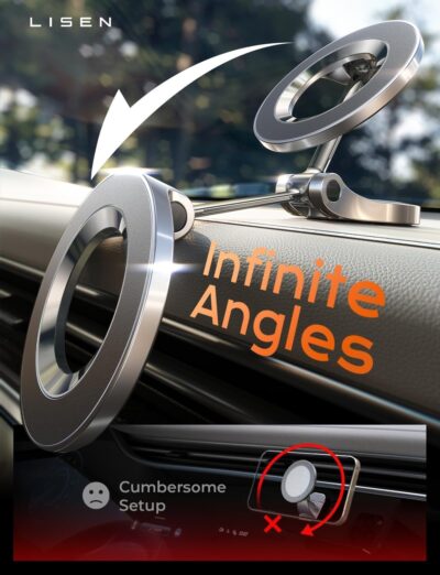 LISEN for MagSafe Car Mount for iPhone 17 Pro Max [24 Strong Magnets] Classic Magnetic Phone Holder for Car Dashboard Magnet Phone Mount Car Cell Phone Holder for iPhone 17 Pro Max Air 16 15 14 13 12 - Image 8