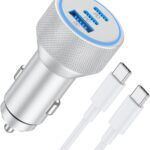 for iPhone 17/16/15 Pro Max Car Charger, 67W 3-Port Fast USB C Car Charger Power Cigarette Lighter Adapter with 3FT USB C to C Cable for iPhone 17/17 Pro/Air/17e/16/15 Pro Max/Plus/16e, iPad