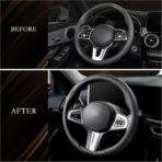 Aimato Nappa Leather Steering Wheel Cover, Ultra-Thin Car Steering Wheel Cover,Comfortable & Breathable Microfiber,Universal Fit for Most Cars, Black - Image 7