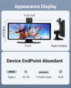 Wireless CarPlay and Android Auto 10.26-inch Touchscreen, 4K Dash Camera and 1080p Backup Camera, Universal Portable car Display, Equipped with 64G Memory Card (C6) - Image 9