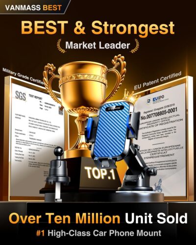 VANMASS Phone Holders for Your Car 2026 Ultimate Phone Mount Military-Grade Windshield Dashboard Vent【Newest Best Strongest】 Cell Phone Car Mount for iPhone 16 Pro Max 15 Samsung Android,Blue - Image 2