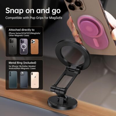 SYNCWIRE Fits MagSafe Car Mount, Magnetic Phone Holder for Car Dashboard, [Flexible Three-axis] 360° Rotation Magnetic Car Mount Strong Magnets Car Phone Holder for iPhone 17 16 15 14 Pro Max - Image 8