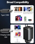 Retractable Car Charger Adapter for iPhone 17,4 in 1 Fast Charging Car Phone Charger,69W USB C Car Truck Accessories,Road Trip Essentials Gift for Men Women for iPhone 17 Pro Max/16/15/14,Galaxy S26 - Image 2