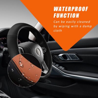 Ziciner Steering Wheel Cover, Soft Leather Premium Durable Elastic Auto Wheel Cover Protector, Stretch Breathable Anti-Slip Lining, Universal 14.5-15 inch Car Interior Accessories (Coffee) - Image 5