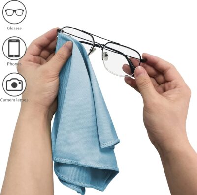 6 Pack Microfiber Glass Cleaning Cloth, 16 Inch X 16 Inch, Lint Free Quickly Clean Window, Glasses, Windshields, Mirrors, and Stainless Steel, Blue - Image 5