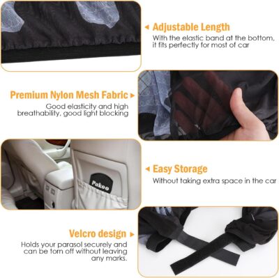 Car Window Shade for Baby, UV Protection Breathable Mesh Baby Window Covers, Universal Fit Stretchable Sun Shades, Keep Car Interior Cool and Comfortable for Toddler Kids Children (2 Pack) - Image 6