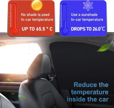 4 PCS Car Side Window Sun Shade, Keep Cool Privacy Protection Cover, Perfect Coverage Heat Shield for Front and Rear Windows, Universal for Cars Adsorption Installation Sun Shield (Silver) - Image 6