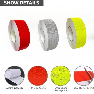 3 Rolls High-Visibility Reflective Tape - Waterproof Self-Adhesive Safety Stickers for Outdoor Nighttime Visibility, Trailers, Apparel, Vehicles (1 in x 30 ft.) - Image 6