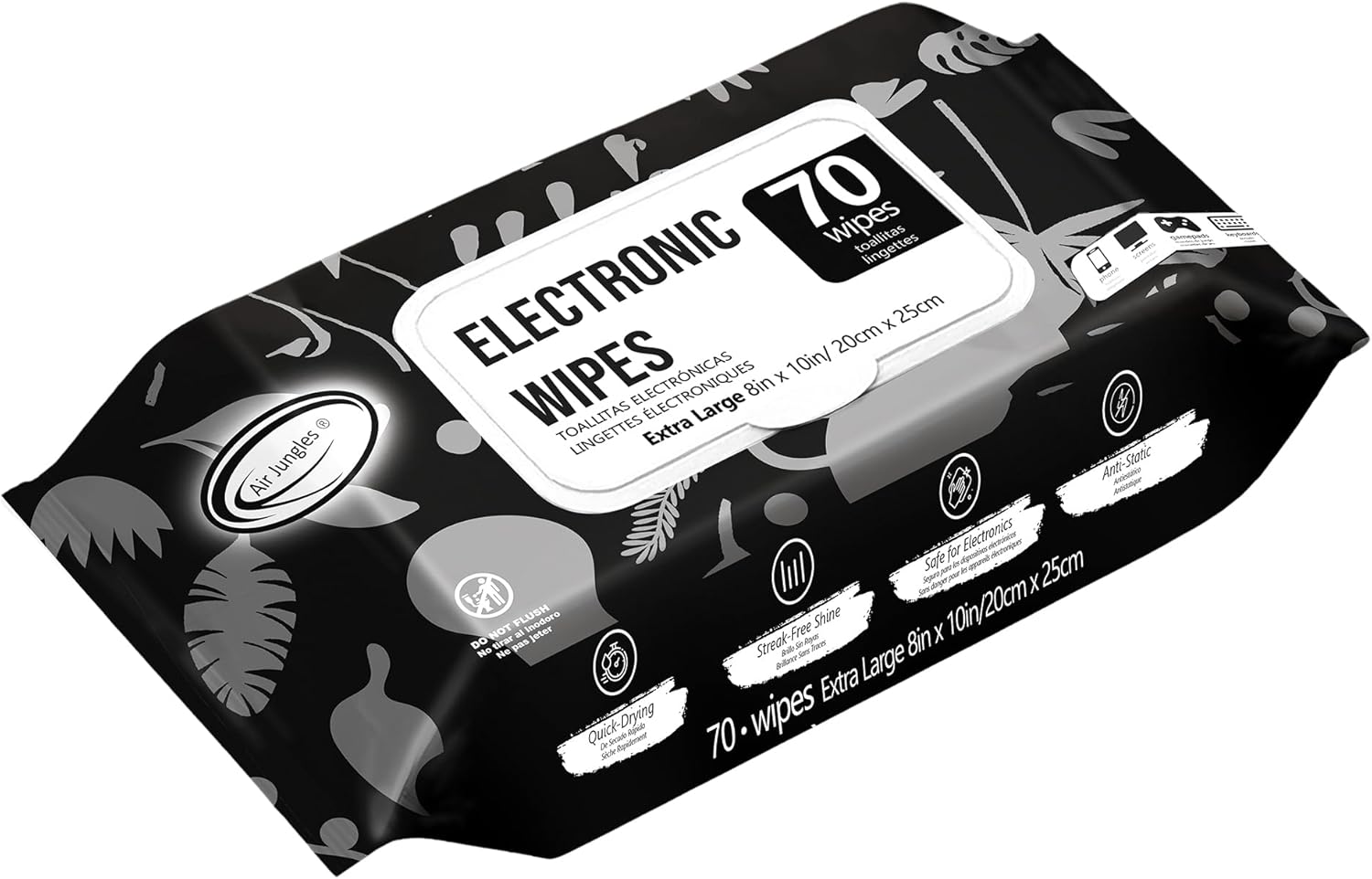 713YqsToz3L._AC_SL1500_.jpg Air Jungles Electronic Wipes Screen Cleaner 70 Count, No Cloth Needed, Extra Large 8"x10" Tech Cleaning Wipes for LED Screen, TVs, Cars, Computer,Tablets, Phones, Laptops, VR, Monitors - Image 1