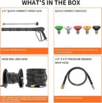 4400PSI Gas Pressure Washer with Hose Reel, One-Button Start 420cc 15HP 4-Cycle Engine, 4.0 GPM Heavy Duty Power Washer with 50FT 3/8" Hose, Spray Gun & Wand, 5 Quick Connect Nozzles - Image 7