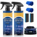2PCS Car Coating Spray, Quick Effect Coating Agent, Coat Car Wax,Car Scratch Wax Coating Spray, Oil Film Emulsion Glass Cleaner