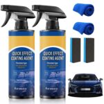 2PCS Car Coating Spray, Quick Effect Coating Agent, Coat Car Wax,Car Scratch Wax Coating Spray, Oil Film Emulsion Glass Cleaner