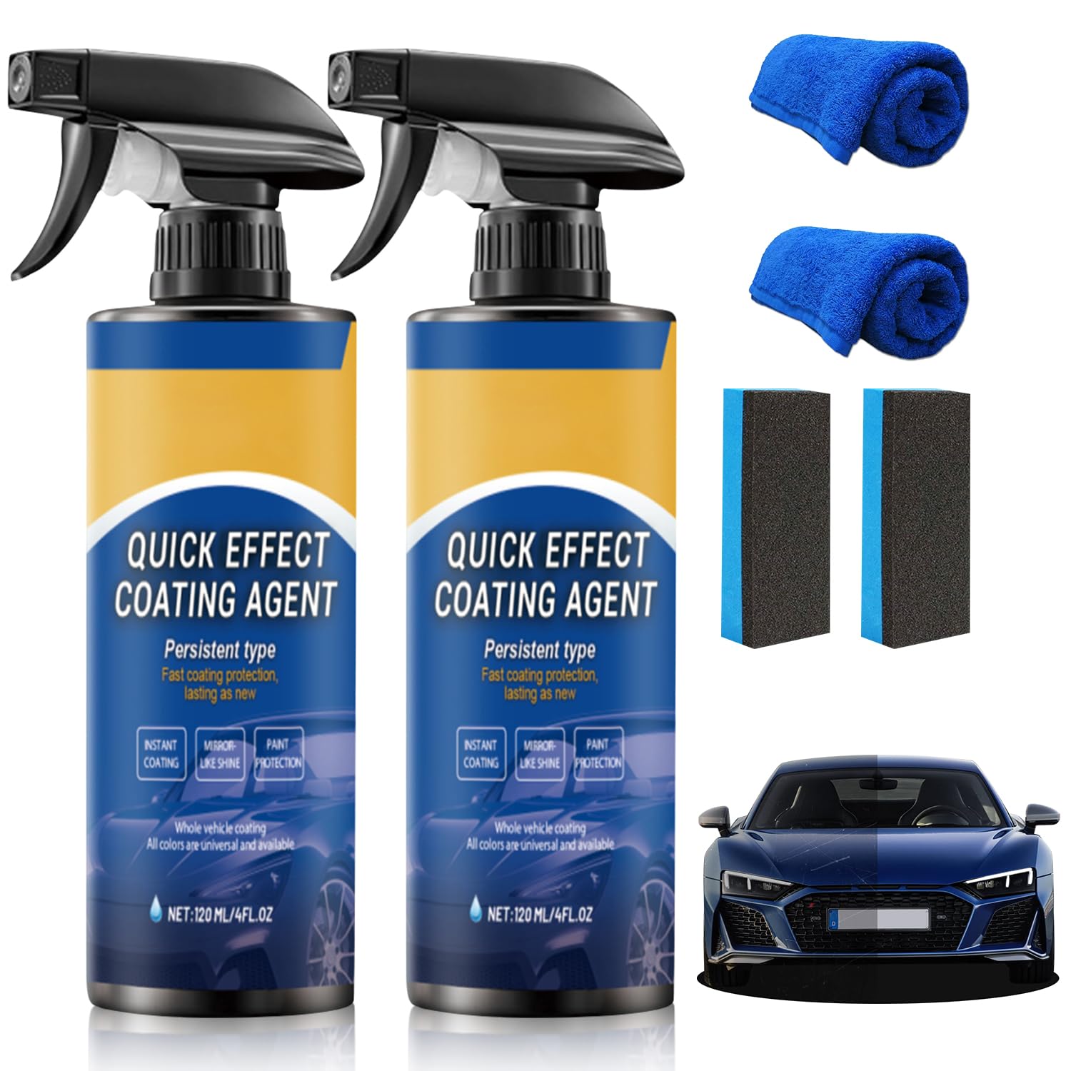 713aY99-KQL._SL1500_.jpg 2PCS Car Coating Spray, Quick Effect Coating Agent, Coat Car Wax,Car Scratch Wax Coating Spray, Oil Film Emulsion Glass Cleaner - Image 1