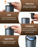 Waterless Diffuser for Essential Oil, Smart Car Air Freshener Diffuser with 3 Mist Grades & 3 LED Light Colors, Auto On/Off, Rechargeable Scent Air Machine - Image 7