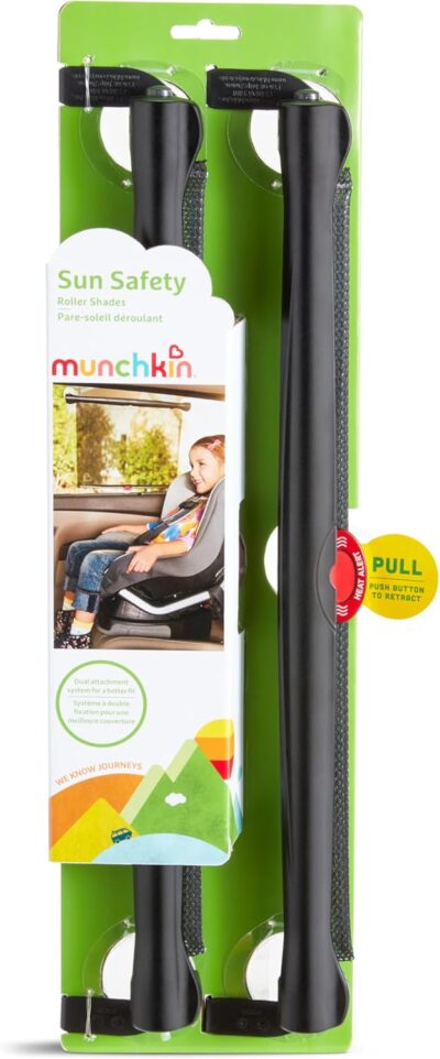 Munchkin Brica Sun Safety Car Window Shade with Heat Alert, Helps Block UVA/UVB Rays, 2 Pack, Black - Image 7