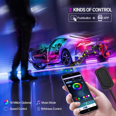 Upgraded Dreamcolor Acrylic Car Interior Lights RGB LED Strip Lights APP Control Zoned Control System 252 Color Modes DIY Fiber Optic Ambient Lighting Kits 2 in 1 Music Car Neon Lights - Image 6