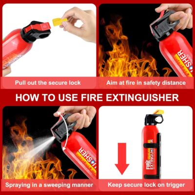 6 Pack Fire Extinguisher for Home with Mount - Upgraded 8-in-1 Portable Fire Extinguisher for Car Vehicle Boat House Kitchen, Water-Based Fire Extinguisher for A, B, C, K Fires - Image 6