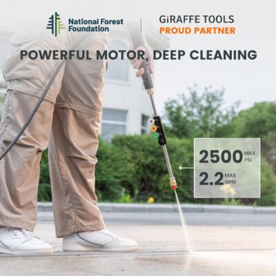 Giraffe Tools Grandfalls Retractable Pressure Washer G20, 2500 PSI 2.2 GPM, 180° Wall Mounted Power Washer, Auto-Retract with 65ft Pressure Hoses, 5 Nozzles for Floor/Cars/Fences/Patios, Dark Silver - Image 6