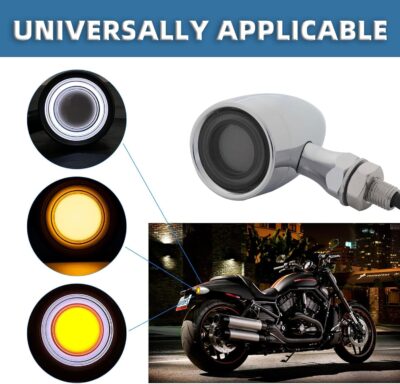 Vintage Motorcycle Bullet Turn Signals LED Front Lights 2 PCS, 40 LEDs Switchback White Amber Light for Running Turn Blinkers Universal Fit Scooter Suzuki Yamaha Honda Harley Dyna Bobber-Chrome - Image 6