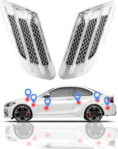 Ajxn 1 Pair Auto SUV Universal Car Side Mesh Vent Air Flow Fender Decoration Sticker Fit for All Car Silver - Image 3