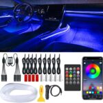 Car LED Strip Lights, LEDCARE 9 in 1 RGB Car Interior Lights with APP & Remote Control, 16 Million Colors Ambient Lighting Kit with 5 Fiber Optic LED Strips & 4 Under Dash Lights, Sync to Music