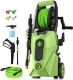 Electric Pressure Washer 5000 PSI,2.8 GPM Power Washer with Foam Cannon,Portable Cleaner with 33ft Hose Reel,4 Nozzle Tips,and Soap Bottle for Cars/Home/Driveways/Patios/Decks/Fences
