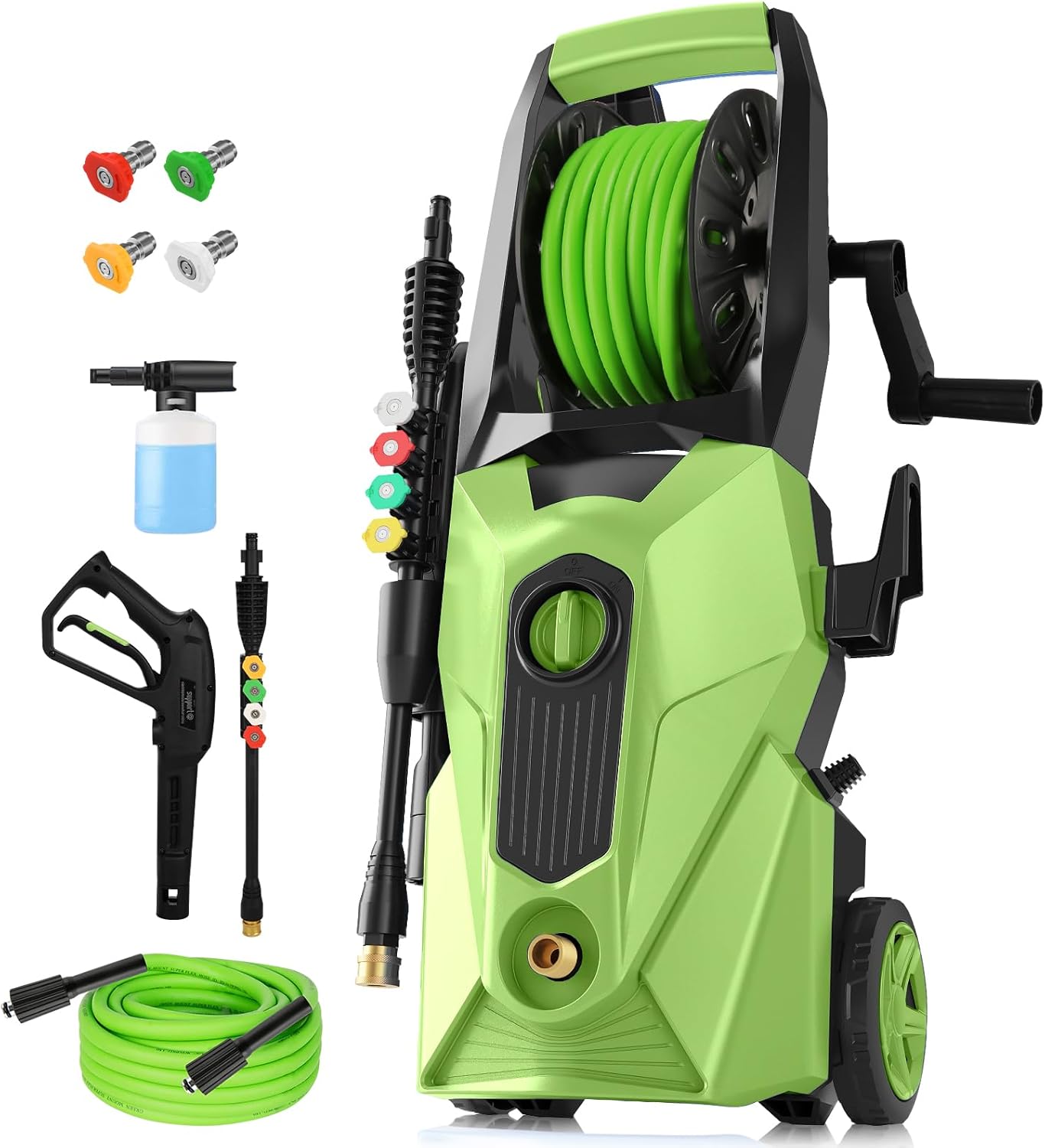 713pVtRkjNL._AC_SL1500_.jpg Electric Pressure Washer 5000 PSI,2.8 GPM Power Washer with Foam Cannon,Portable Cleaner with 33ft Hose Reel,4 Nozzle Tips,and Soap Bottle for Cars/Home/Driveways/Patios/Decks/Fences - Image 1