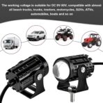 2PCS Motorcycle LED Driving Fog Lights, Super Bright White/Amber Motor Auxiliary LED Spotlights with 2 Switch, Waterproof Aux Motorcycle Headlight for Car Truck ATV Tractor (8-80v) - Image 6