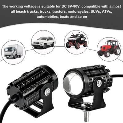 2PCS Motorcycle LED Driving Fog Lights, Super Bright White/Amber Motor Auxiliary LED Spotlights with 2 Switch, Waterproof Aux Motorcycle Headlight for Car Truck ATV Tractor (8-80v) - Image 6