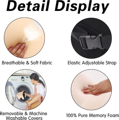 SPRFUFLY Make Restful Car Headrest Pillow, Car Pillow for Driving with Adjustable Strap, Breathable Removable Cover & Ergonomic Design - Softness Travel Car Neck Support Pillow(Beige, 1PC) - Image 3