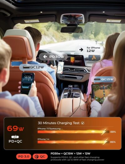 LISEN Retractable Car Charger, Gifts for Him Her, Cars Adapter USB C Fast Charger, gifts for Mothers Day Travel Essentials Car Accessories for Men Women Gifts for iPhone 17 16 15 14 13 11, Samsung S26 - Image 6