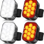 BUCKLOS Bike Lights Front and Back for Night Riding, 10 LED Ultra Bright 8+9 Modes USB Rechargeable Bicycle Headlight and Tail, IPX6 Waterproof 1100mAh Bikes Light Set, 35 Hrs Long Battery Powered