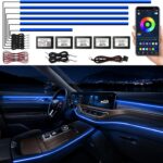Acrylic Interior Car LED Strip Light with Wireless APP, RGB 6 in 1 & 175 inches 593 LEDs,Car Ambient Lighting Kits Sound Active Function Music Sync LED Strip for Car Accessories