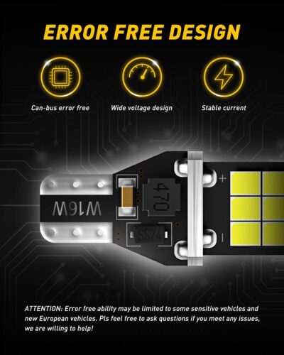 AUXITO 912 921 LED Bulb for Backup Light Reverse Lights High Power 2835 15-SMD Chipsets Error Free T15 906 922 W16W Bulbs, 6000K White, Exterior Light Bulbs (Upgraded, Pack of 2) - Image 5