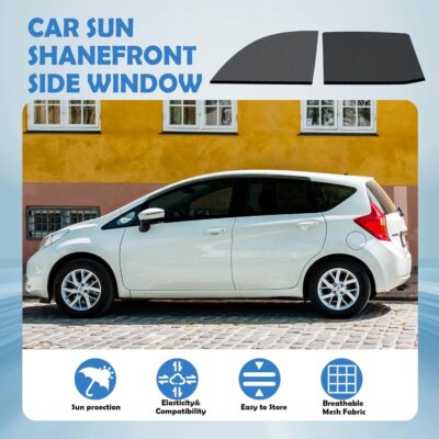 Nuanchu 4 Pack Car Window Shade Seat Sun Protection Cover Breathable Mesh Front Rear Universal Automotive Window Cover for Family Camping Privacy Blackout Front(23'', 22-43'') Rear(21'', 22-43'') - Image 6