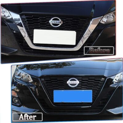 Front Grill Cover Trim,MUXEE For Nissan Altima 2019 2020 2021 2022，3PCS Grille Chrome Delete Vinyl Overlay Trim Accessories -Bright Black - Image 3